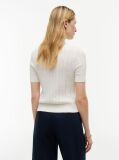 Beige Pointelle Gold-Tone Button Short Sleeve Cardigan  Women