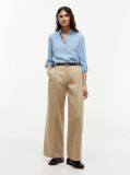 Beige Logo Embroidery Wide Leg Chinos  Women