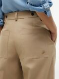 Beige Logo Embroidery Wide Leg Chinos  Women
