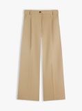 Beige Logo Embroidery Wide Leg Chinos  Women