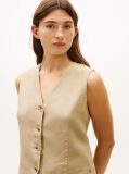 Beige Linen Blend Poplin Waistcoat  Women
