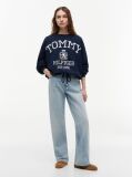Blue Crest Logo Drawstring Hem Relaxed Sweatshirt  Women