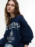 Blue Crest Logo Drawstring Hem Relaxed Sweatshirt  Women