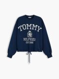 Blue Crest Logo Drawstring Hem Relaxed Sweatshirt  Women