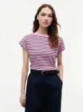 Multi Gold-Tone Button Boat Neck T-Shirt  Women