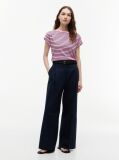 Multi Gold-Tone Button Boat Neck T-Shirt  Women