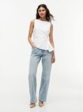 White Twist Boat Neck Sleeveless Top  Women