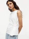 White Twist Boat Neck Sleeveless Top  Women