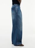 Blue Pleated Mid Rise Wide Leg Jeans  Women