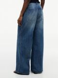 Blue Pleated Mid Rise Wide Leg Jeans  Women