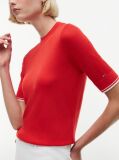 Red Tipped Short Sleeve Jumper With Silk  Women
