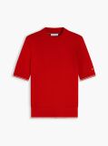 Red Tipped Short Sleeve Jumper With Silk  Women