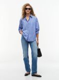 Multi Oversized Fit Stripe Shirttail Hem Poplin Shirt  Women