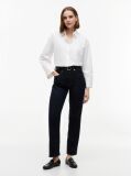White Oversized Fit Flag Embroidery Poplin Shirt  Women