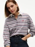 Multi Rugby Stripe Relaxed Polo Sweatshirt  Women