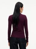 Red Slim Fit Ribbed Long Sleeve Polo Shirt  Women