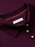 Red Slim Fit Ribbed Long Sleeve Polo Shirt  Women