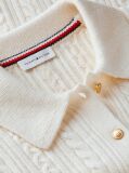Beige Wool Blend Cable Knit Polo Jumper  Women
