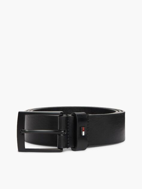 Black Square Buckle Leather Belt  Men