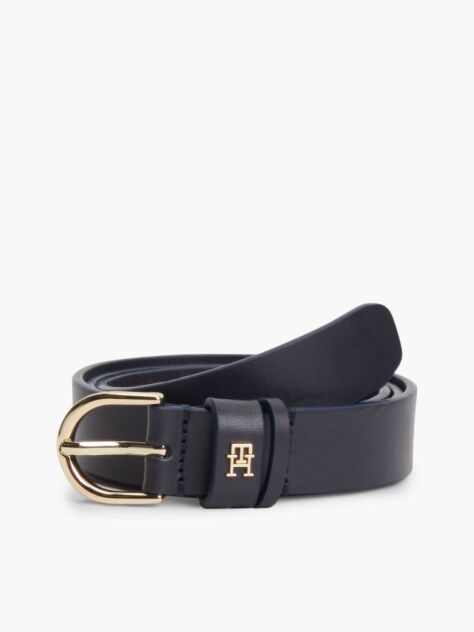 Blue Essential TH Monogram Leather Belt  Women