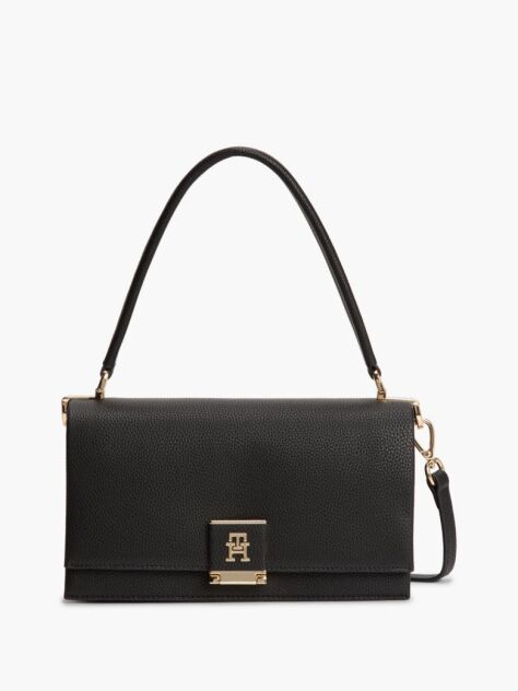 Black TH Monogram Flap Closure Crossbody Bag  Women