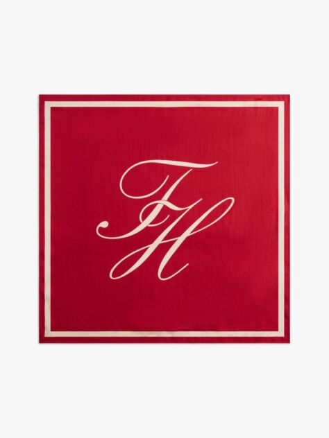 Red Pure Silk Logo Scarf  Women