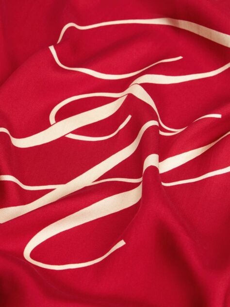Red Pure Silk Logo Scarf  Women