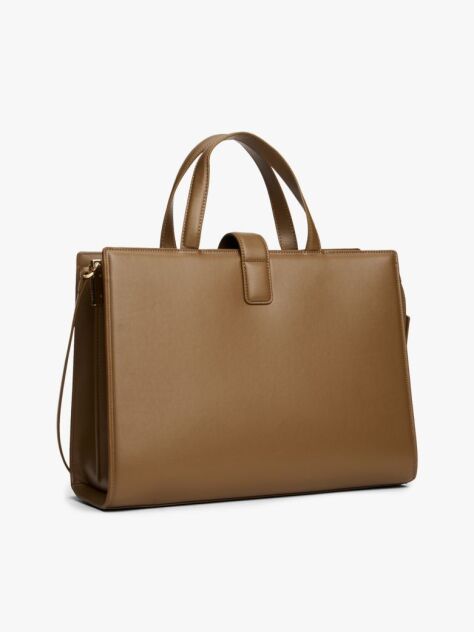 Brown Heritage TH Monogram Plaque Satchel  Women