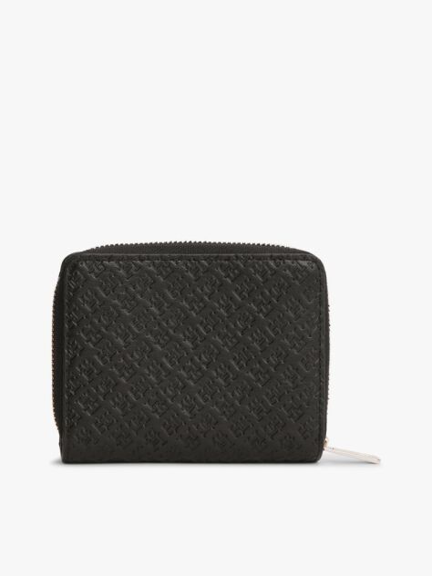 Black Hilfiger Icon Debossed Zip-Around Flap Wallet  Women