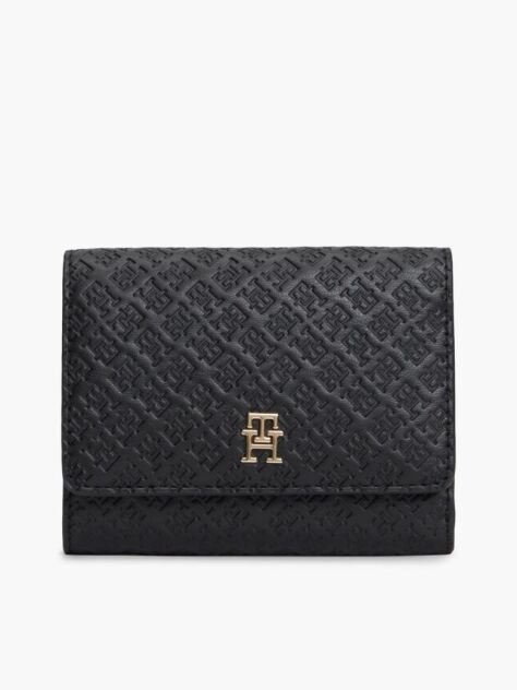 Black Hilfiger Icon Debossed Trifold Wallet  Women