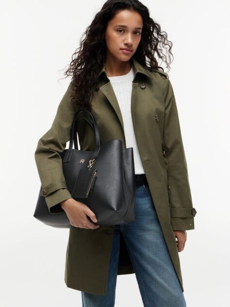 Black Hilfiger Icon Pebble Grain Satchel  Women