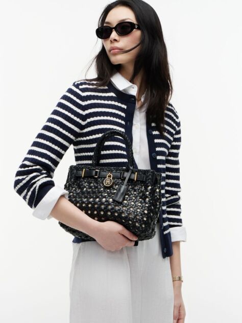 Black The American Icon Braided Leather Tote Bag  Women