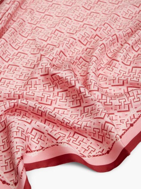 Red TH Monogram Pure Silk Square  Women