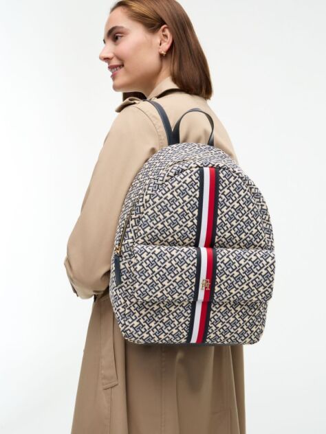 Blue Essential TH Monogram Jacquard Dome Backpack  Women