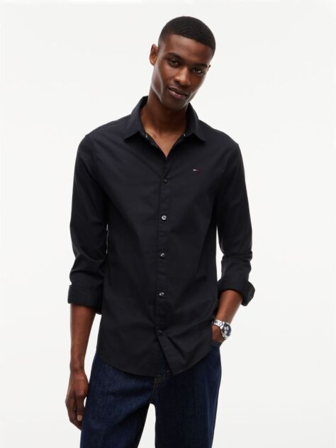 Black Stretch Slim Fit Shirt  Men