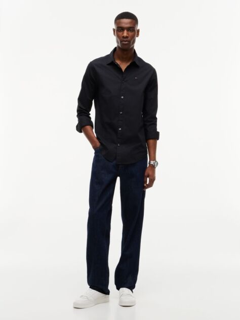 Black Stretch Slim Fit Shirt  Men