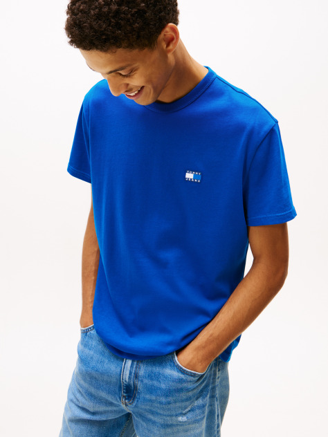 Blue Tommy Badge Crew Neck T-Shirt  Men