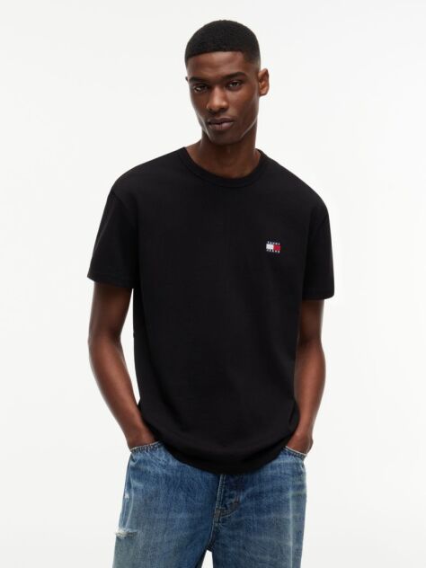 Black Tommy Badge Crew Neck T-Shirt  Men