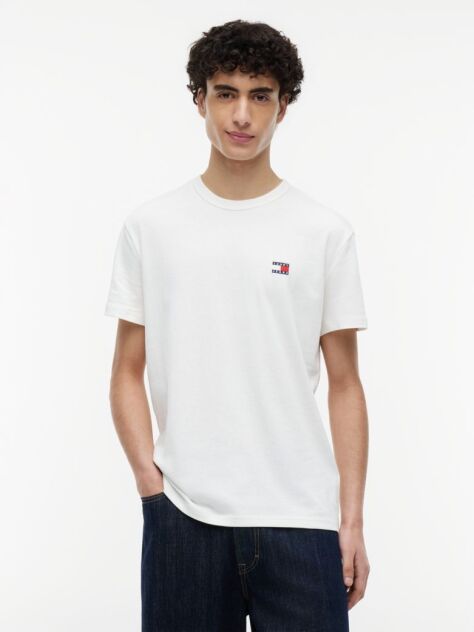 White Tommy Badge Crew Neck T-Shirt  Men