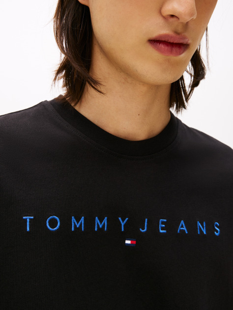 Black Regular Logo Embroidery T-Shirt  Men