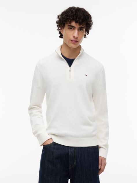 White Tommy Flag Lightweight Slim Quarter-Zip Jumper  Men
