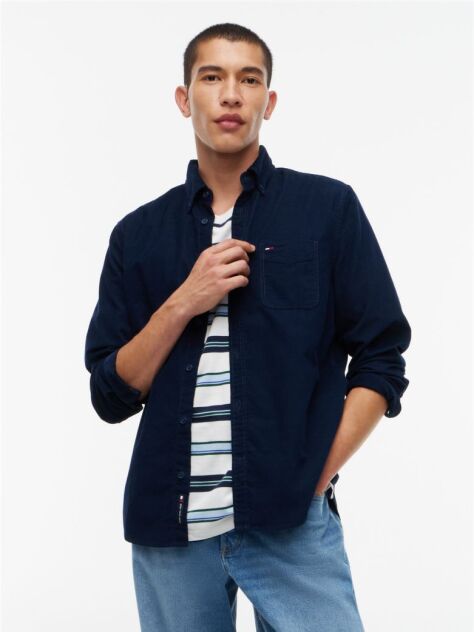 Blue Regular Fit Button-Down Corduroy Shirt  Men