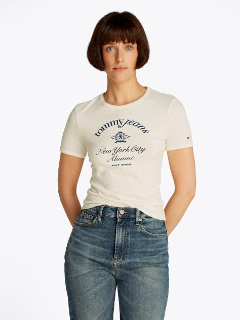 White Slim Fit NYC Logo T- Shirt  Women