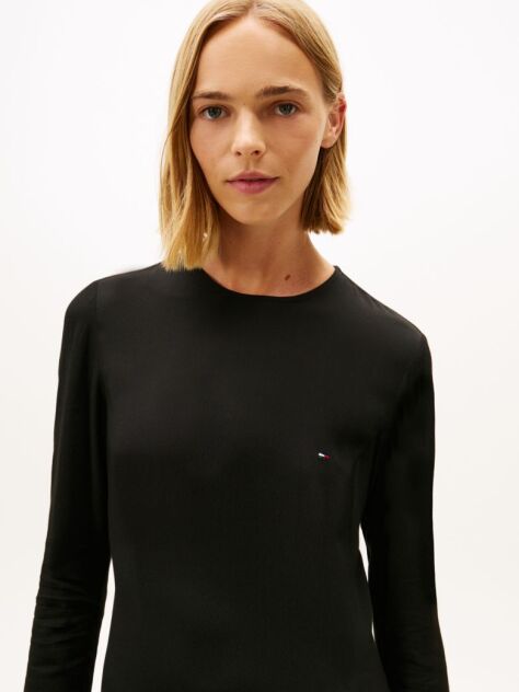 Black Mini Fit & Flare Long Sleeves Dress  Women