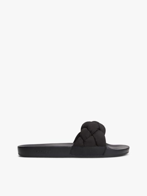 Black Braided Padded Strap Slides  Women