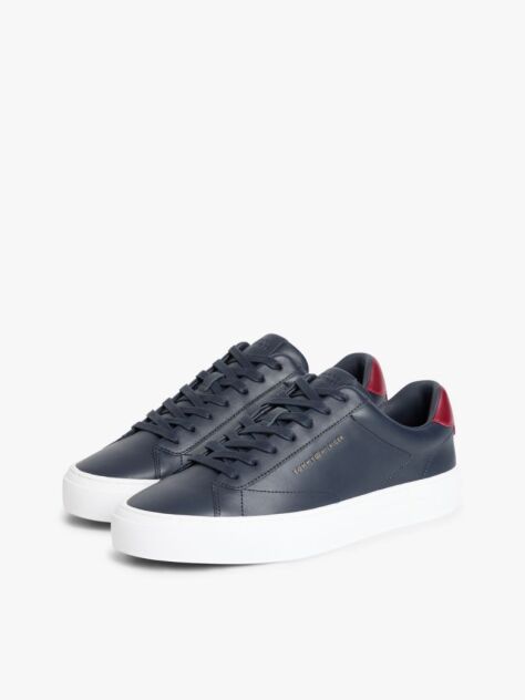 Blue Leather Cupsole Trainers  Men