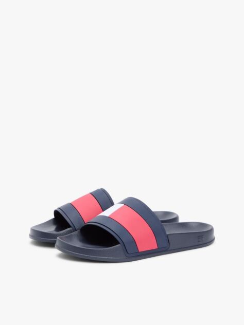 Blue Flag Strap Pool Slides  Men
