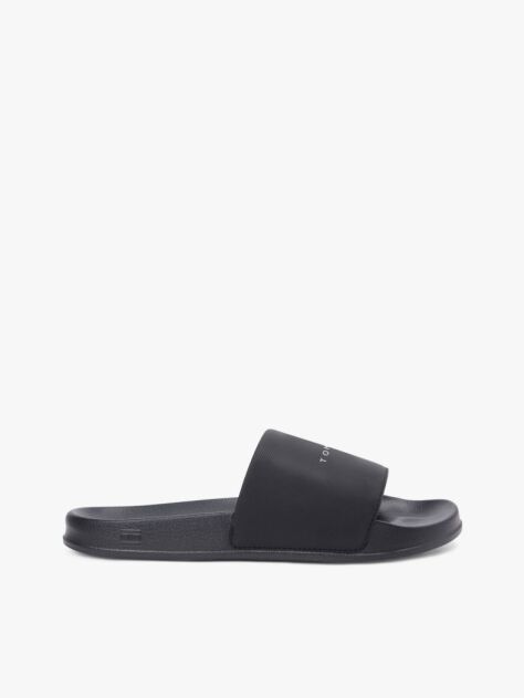 Black Logo Textured Pool Slides  Men