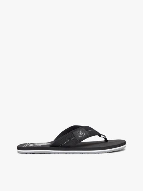Black Crest Patch Webbing Strap Flip-Flops  Men