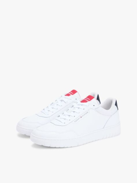 White Fine Cleat Basketball Trainers With Leather  Men